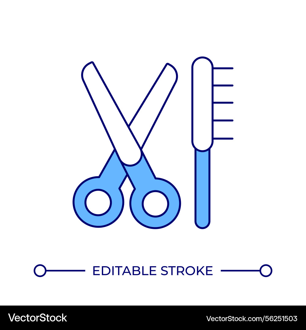 Scissors and comb line color icon Vector Image