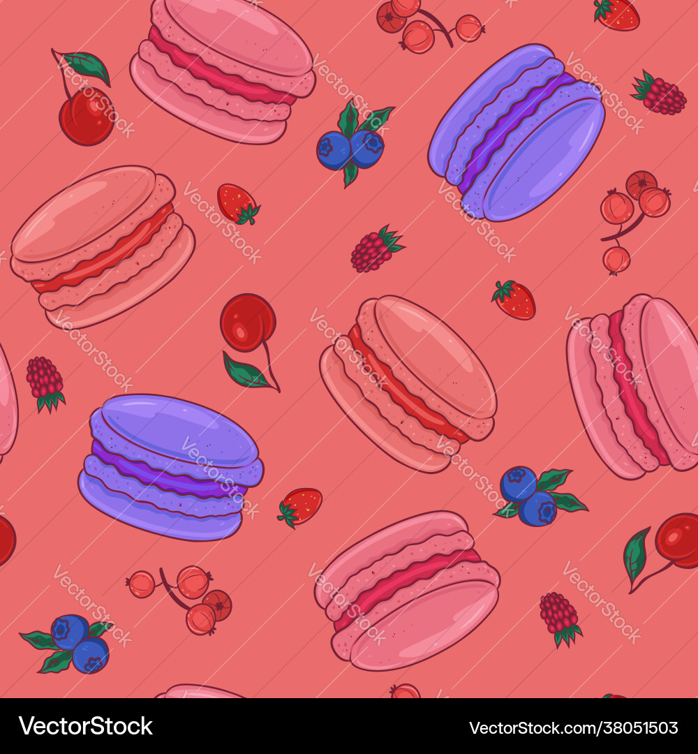 Seamless pattern with berry macaroons Seamless pattern with berry macaroons vector image