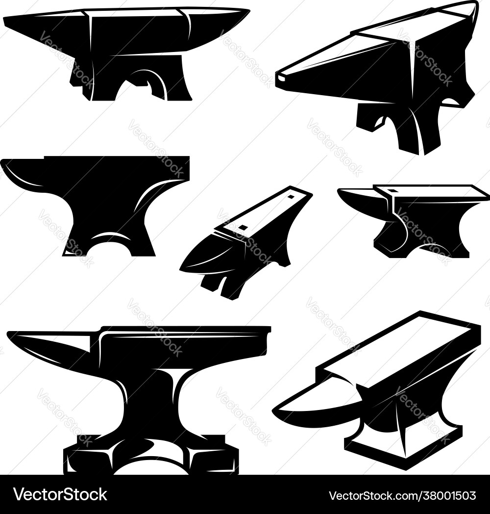 Set blacksmith anvil design element Set blacksmith anvil design element Vector Image