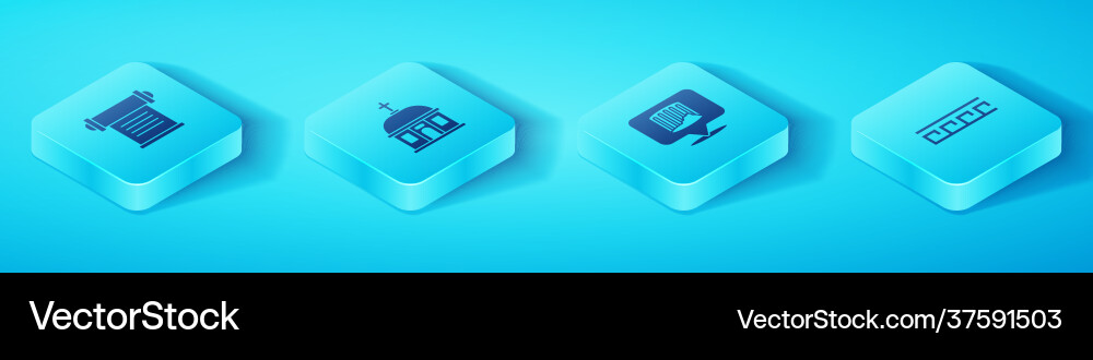 Set isometric decree parchment scroll santorini Set isometric decree parchment scroll santorini vector image