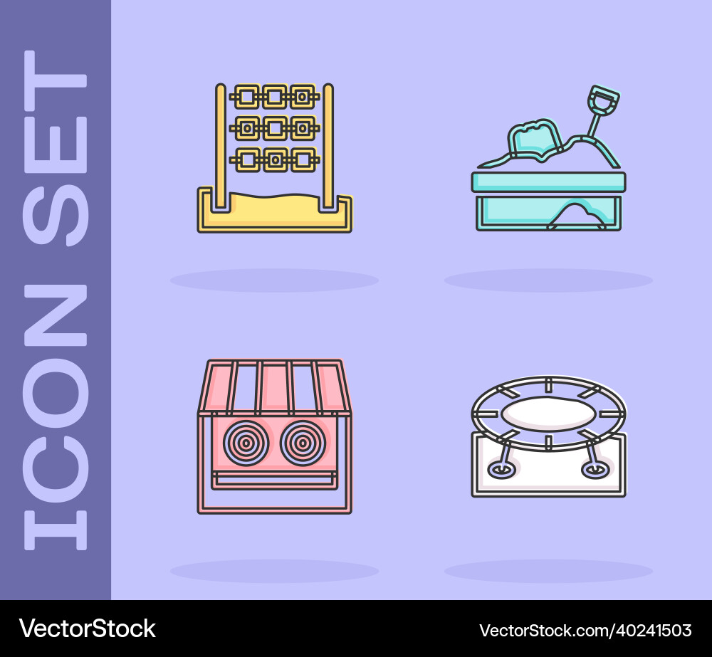 Set jumping trampoline tic tac toe game shooting Set jumping trampoline tic tac toe game shooting vector image