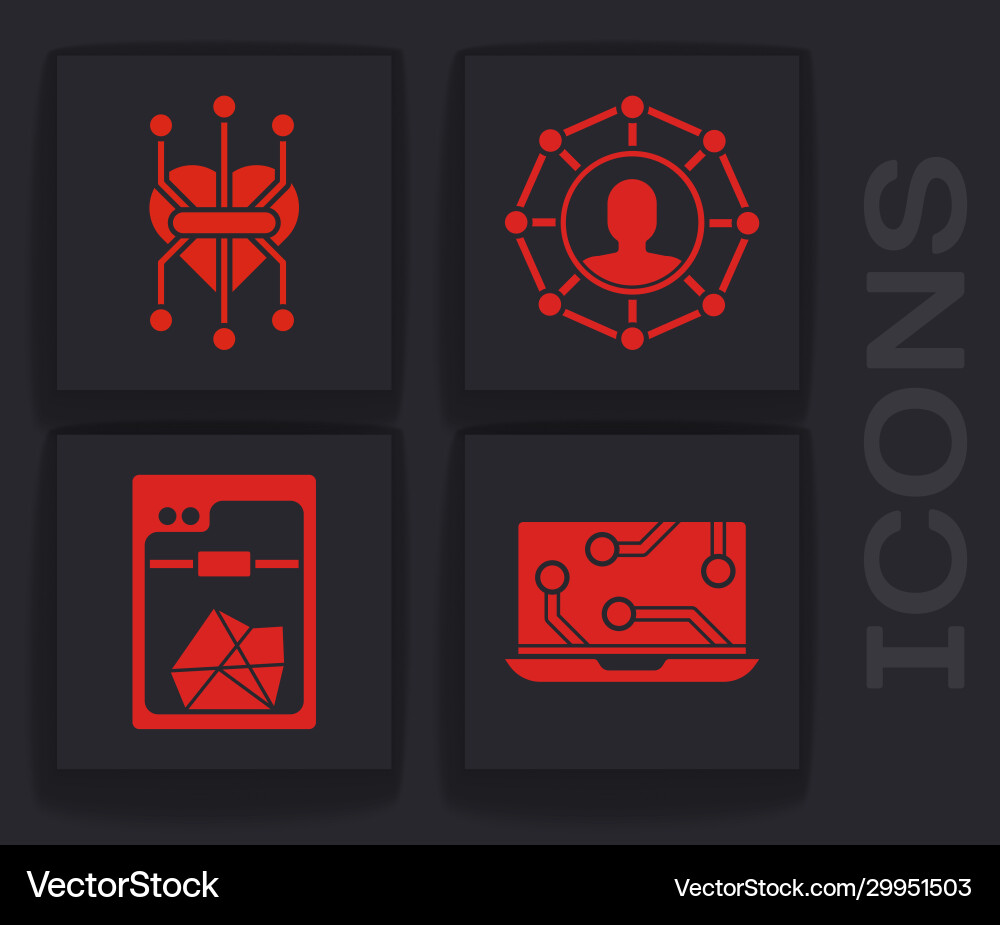 Set laptop processor project team base and 3d Set laptop processor project team base and 3d vector image