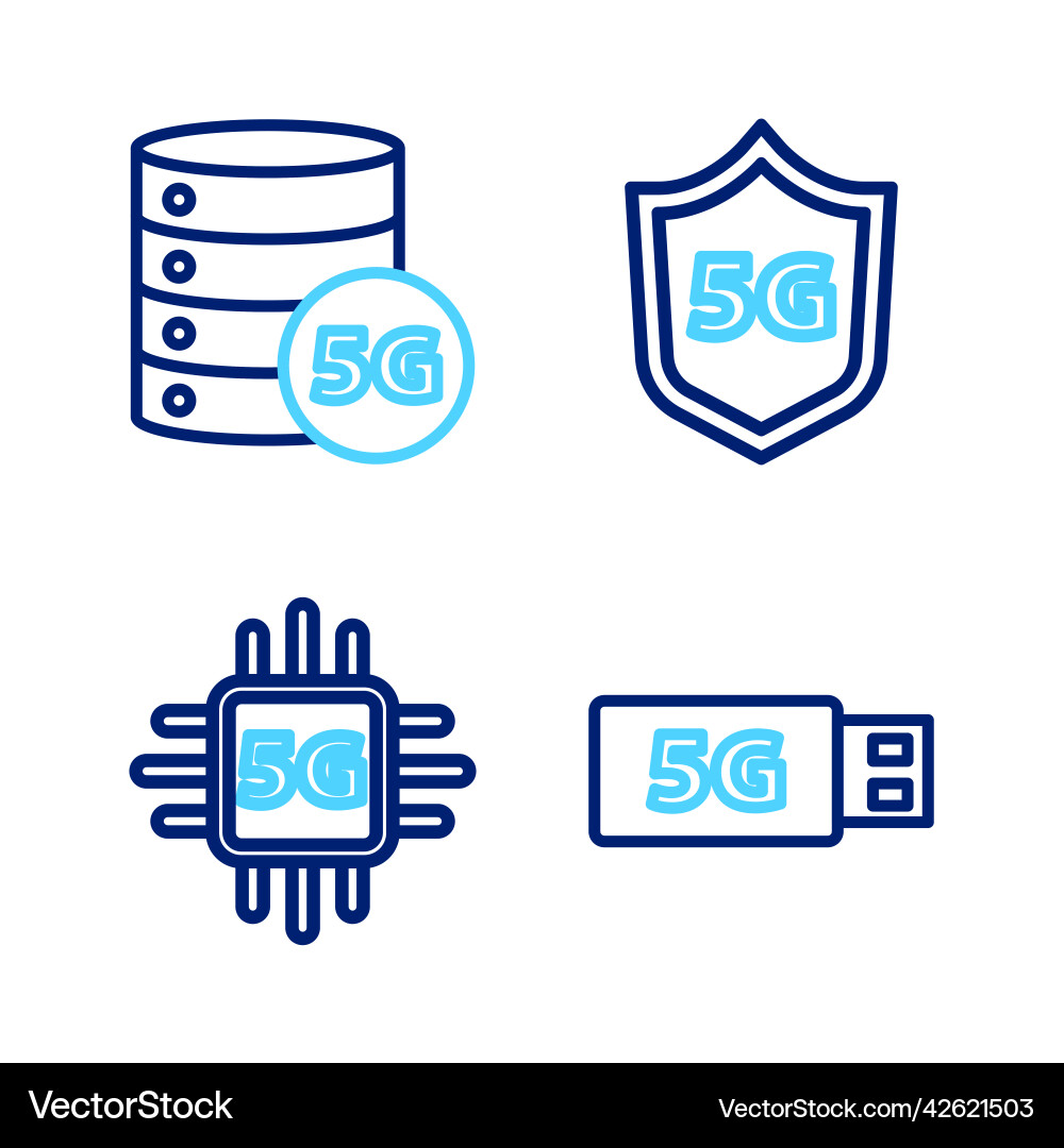 Set line 5g modem processor protective shield Vector Image