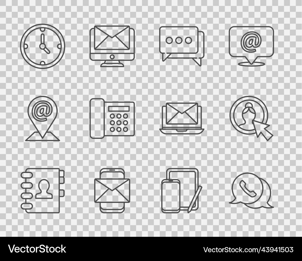 Set line address book telephone with speech Set line address book telephone with speech vector image