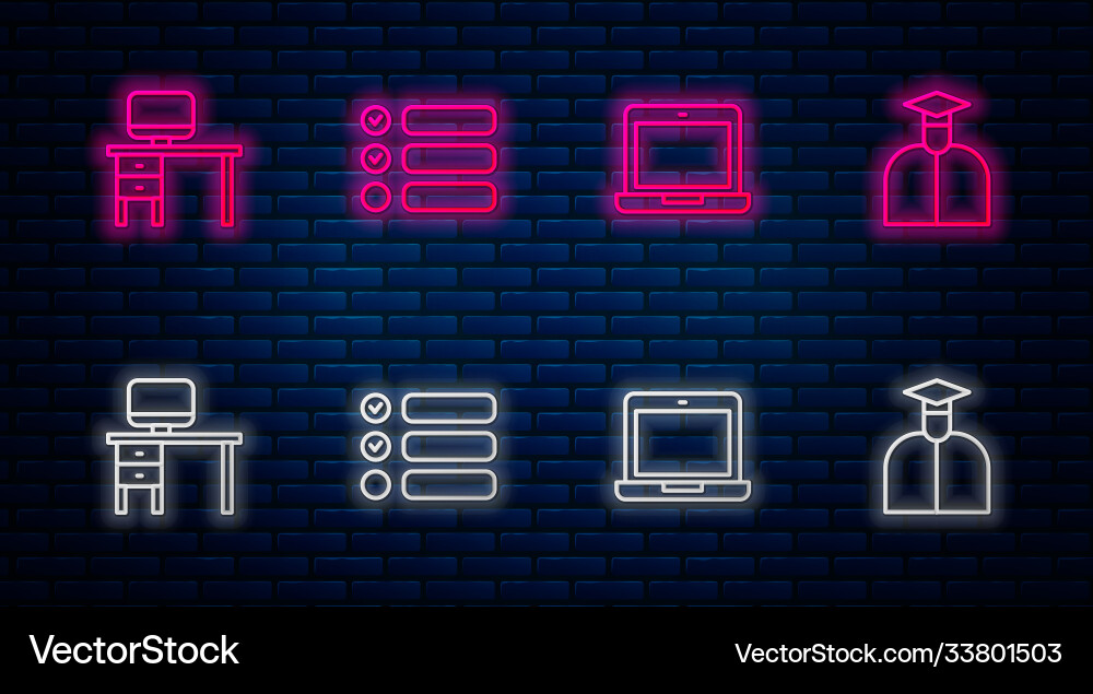 Set line task list laptop computer monitor Set line task list laptop computer monitor Vector Image