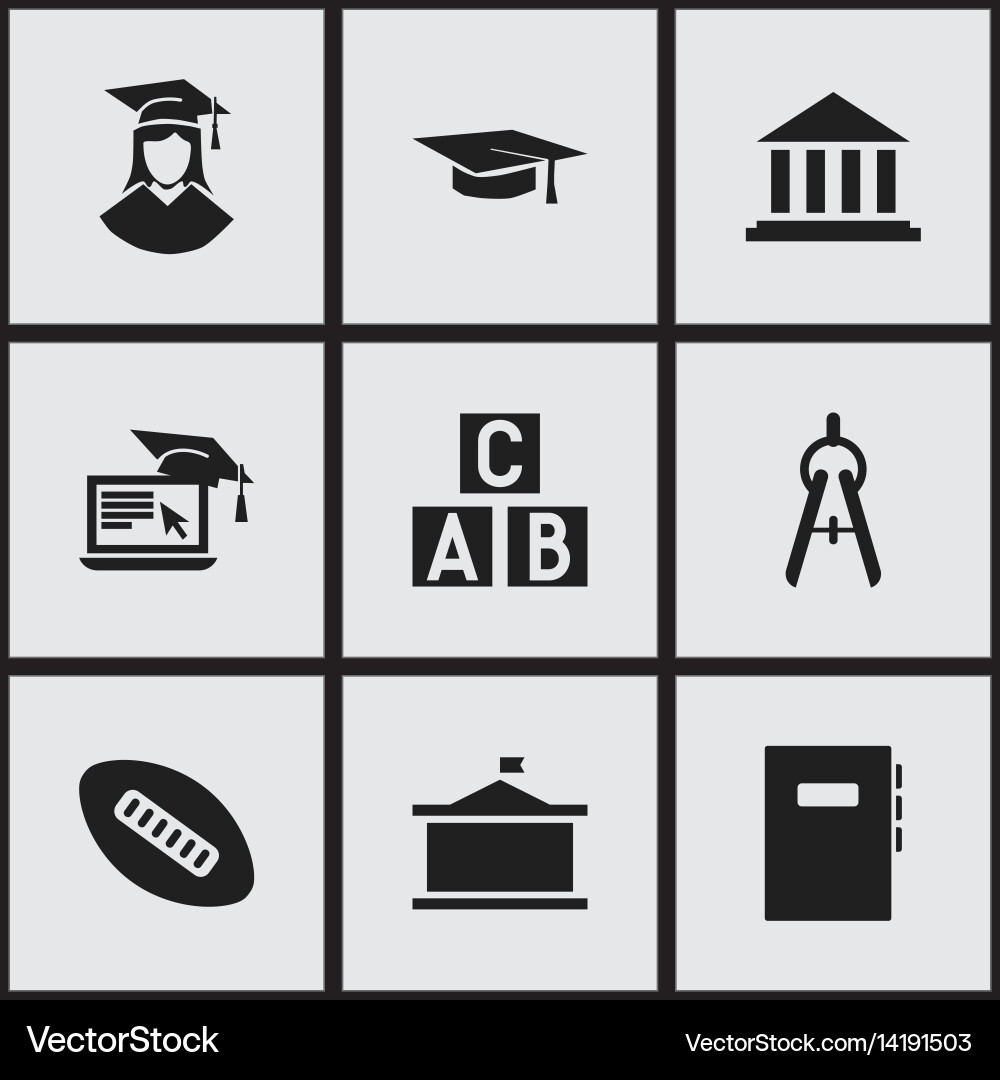Set of 9 editable university icons includes Vector Image