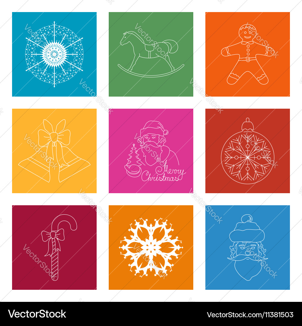 Set of colorful square linear icon vector image