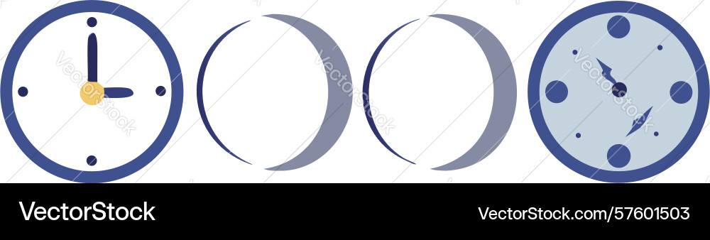 Time phases sequential clock icons vector image