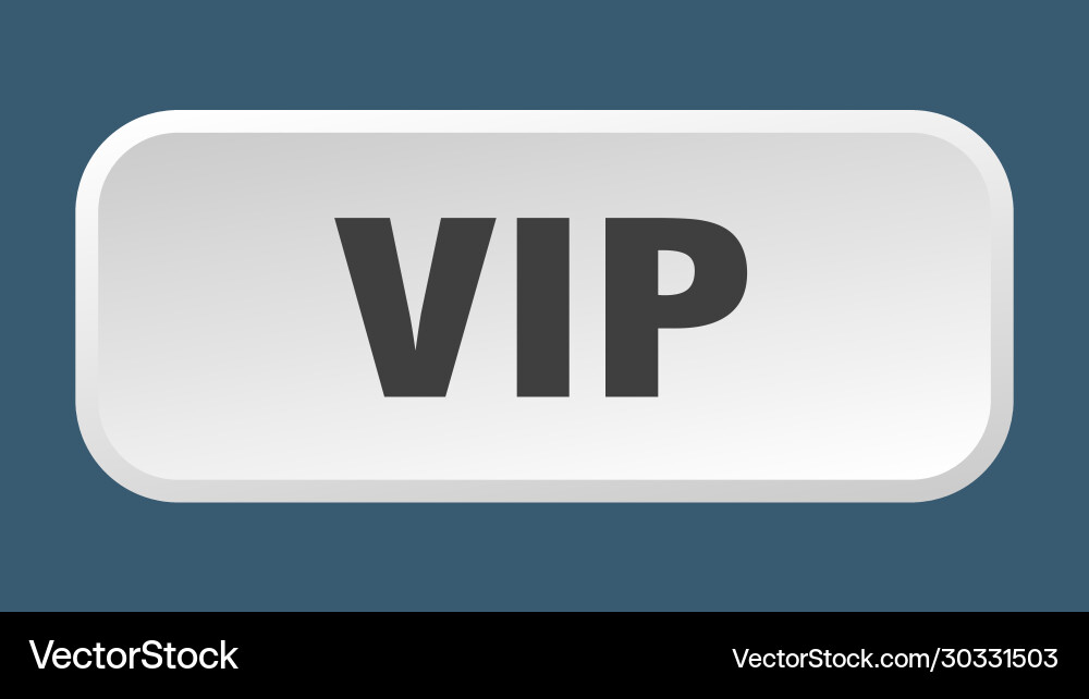 Vip button square 3d push vector image