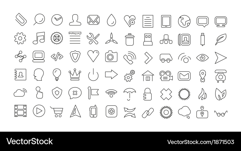 Web line icon set universal thin icons vector image