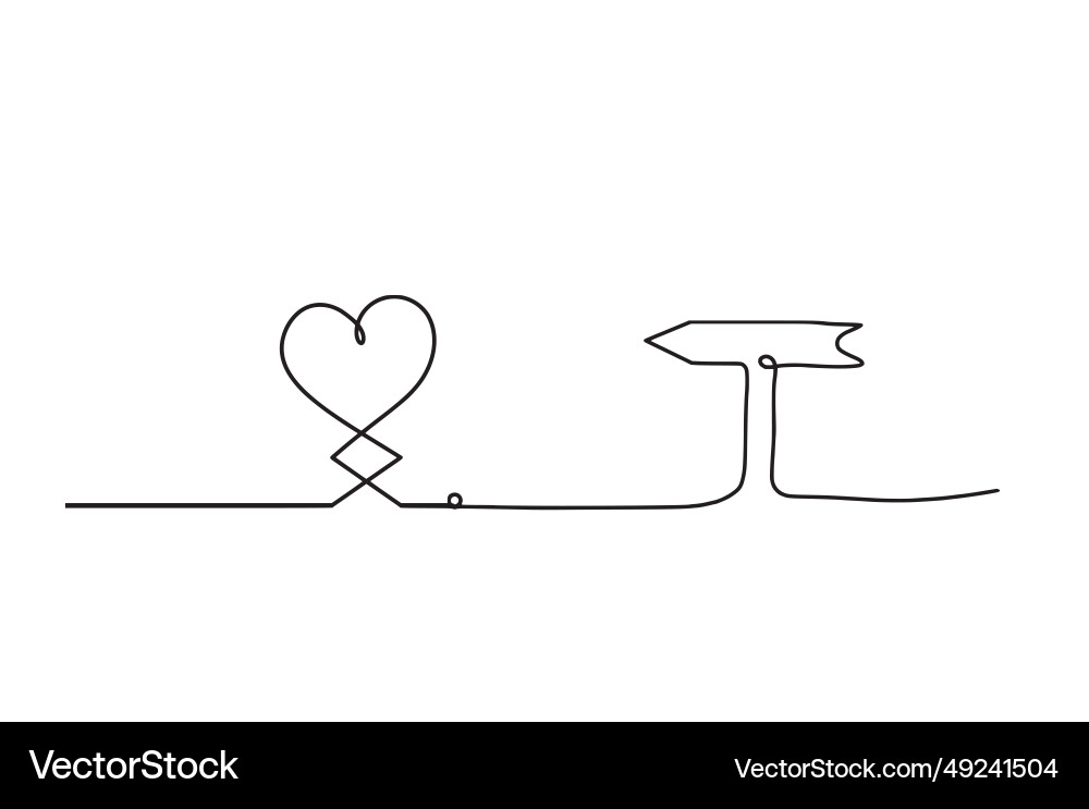 Abstract hearts with direction as continuous line vector image