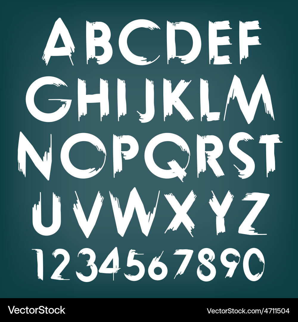 Alphabet typography set with numbers vector image