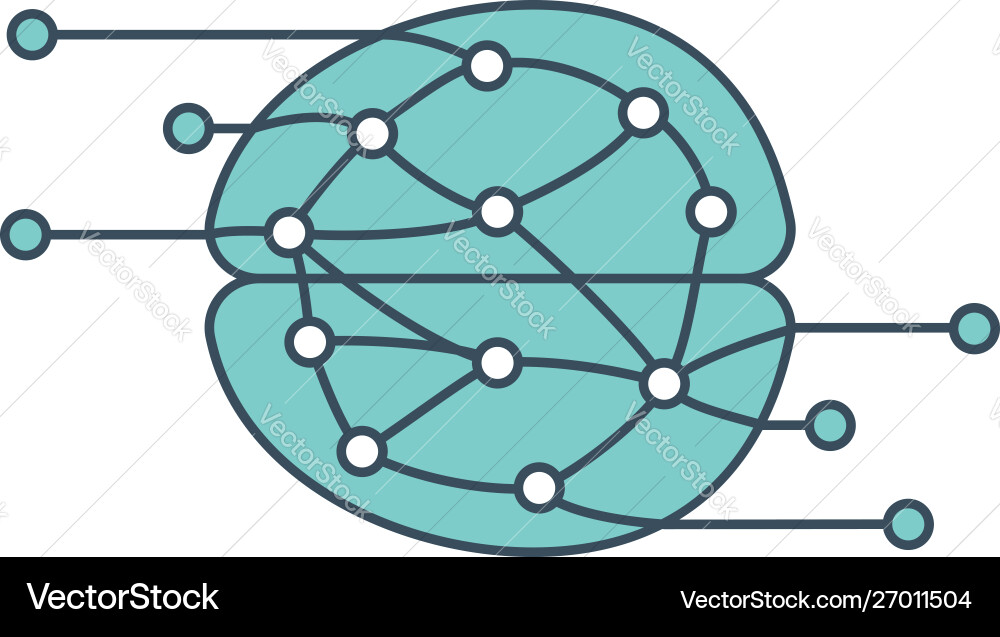 Brain icon with ai neural network inside Brain icon with ai neural network inside vector image