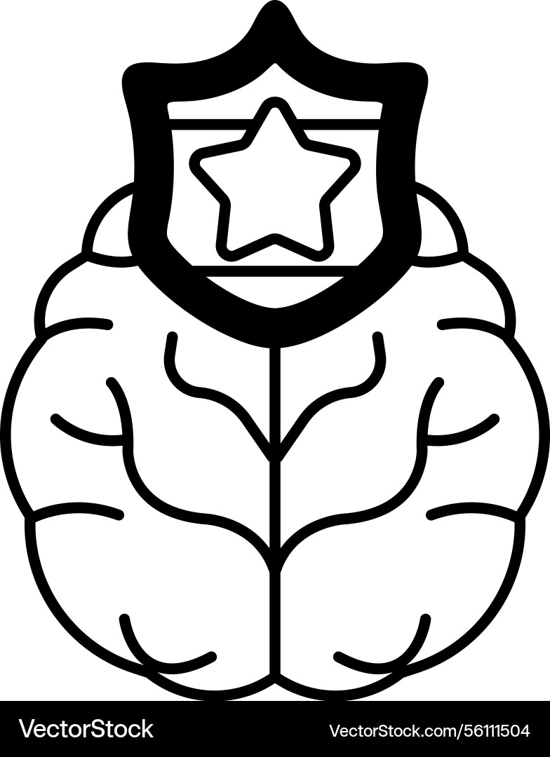 Brain with a shield and star Brain with a shield and star vector image