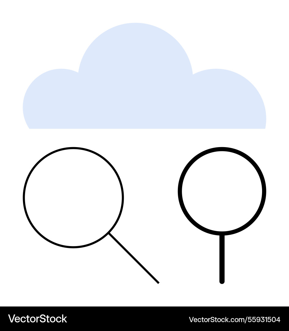 Cloud data search concept featuring magnifying Cloud data search concept featuring magnifying vector image