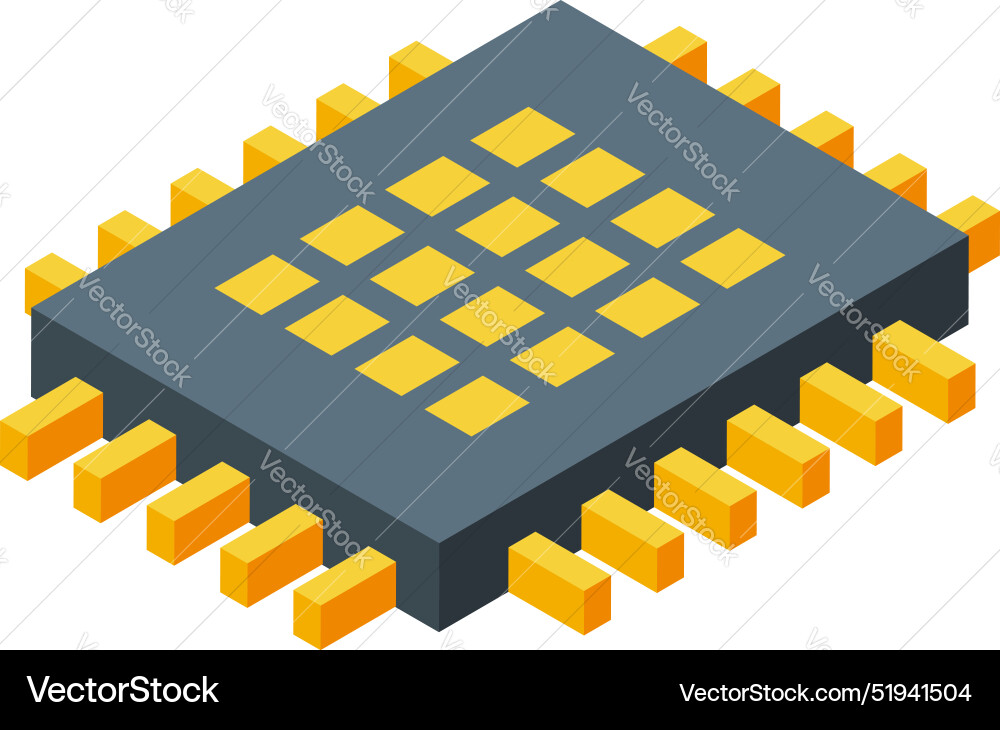 Computer processor chip isometric showing Computer processor chip isometric showing vector image