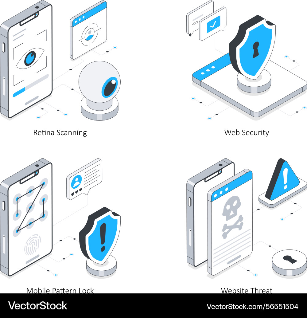 Data security isometric set 8 Vector Image