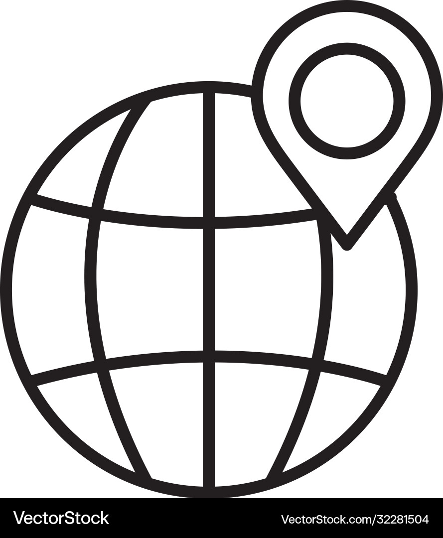 Global sphere with location pin icon line style Global sphere with location pin icon line style vector image