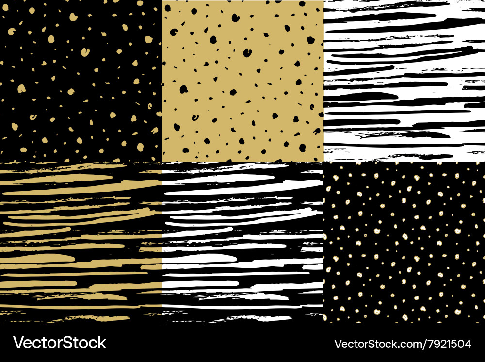 Hand drawn seamless pattern set of stripe vector image