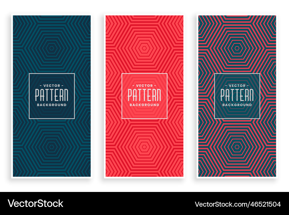Hexagonal lines abstract pattern background set vector image