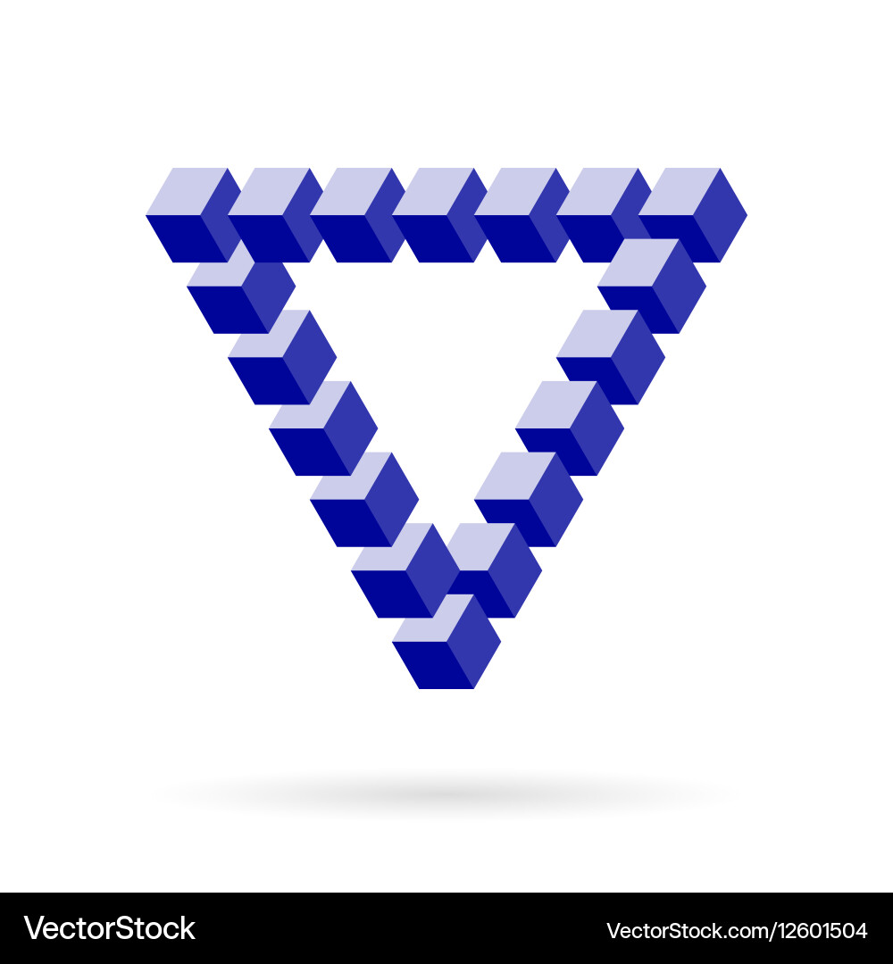 Impossible triangle of cube blocks over white vector image