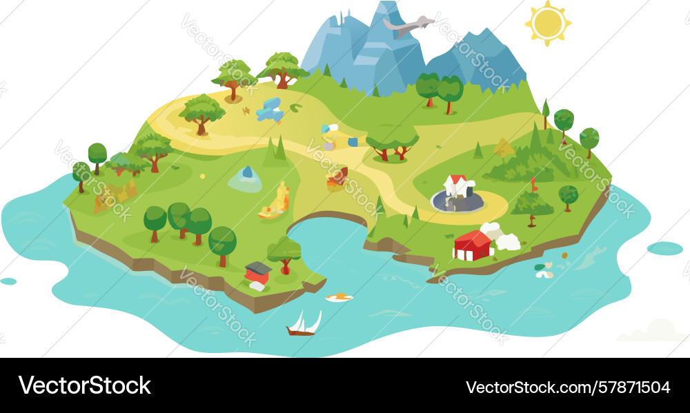Island map with pin locations design generative Vector Image