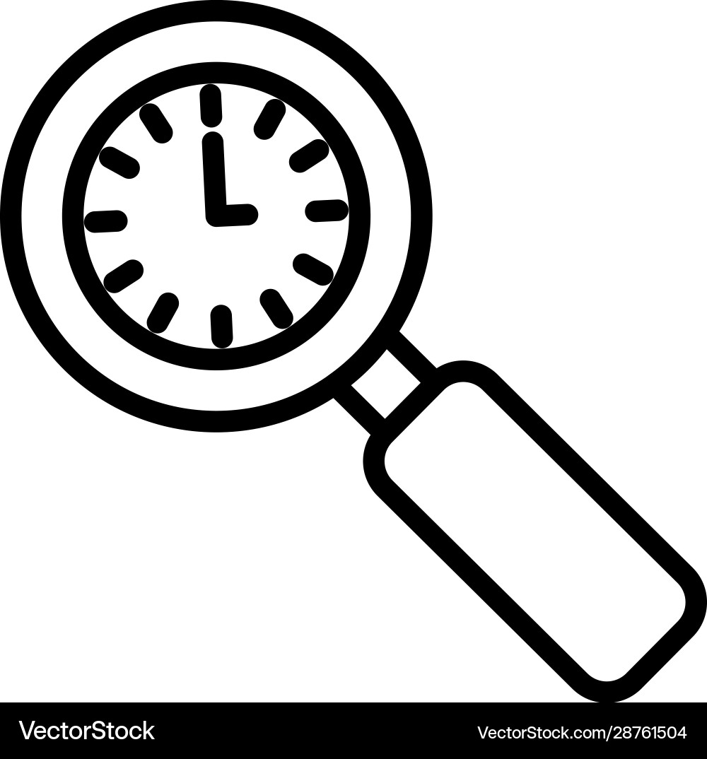 Isolated clock instrument inside lupe vector image