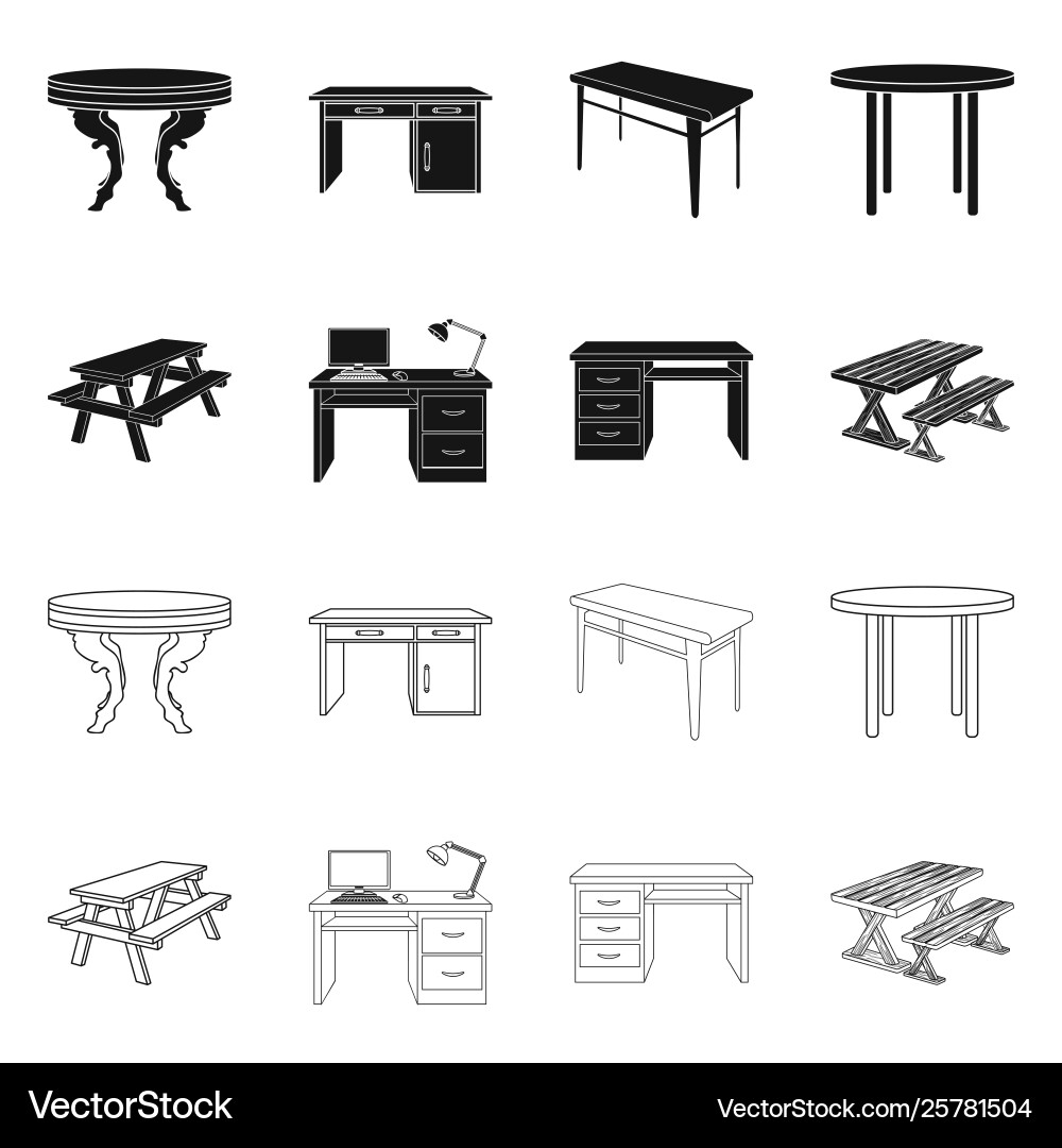 Isolated object table and wooden icon set Vector Image