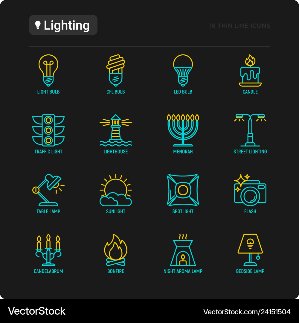 Lighting thin line icons set Lighting thin line icons set vector image