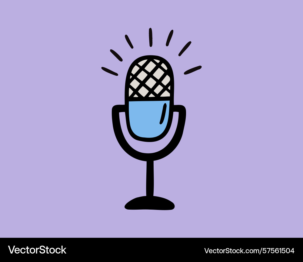 Microphone for podcast recording with sound waves Vector Image