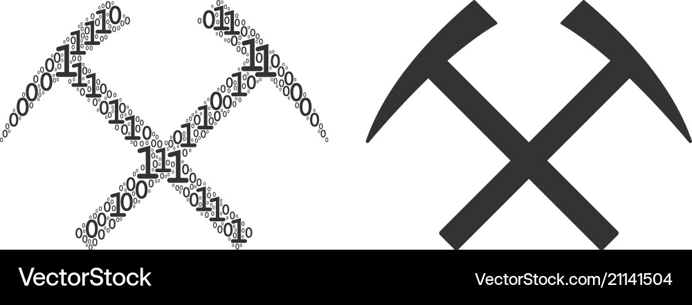 Mining hammers mosaic of binary digits Mining hammers mosaic of binary digits vector image