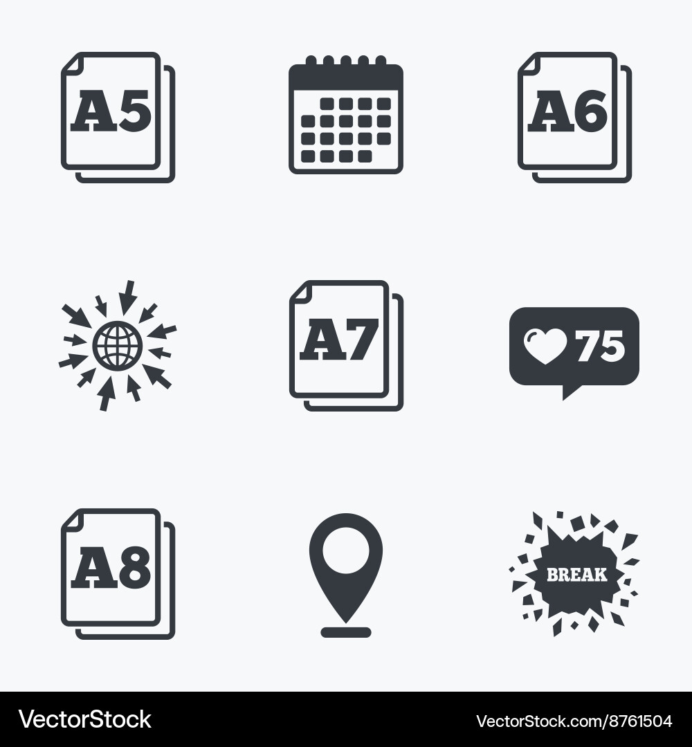 Paper size standard icons document symbol Vector Image