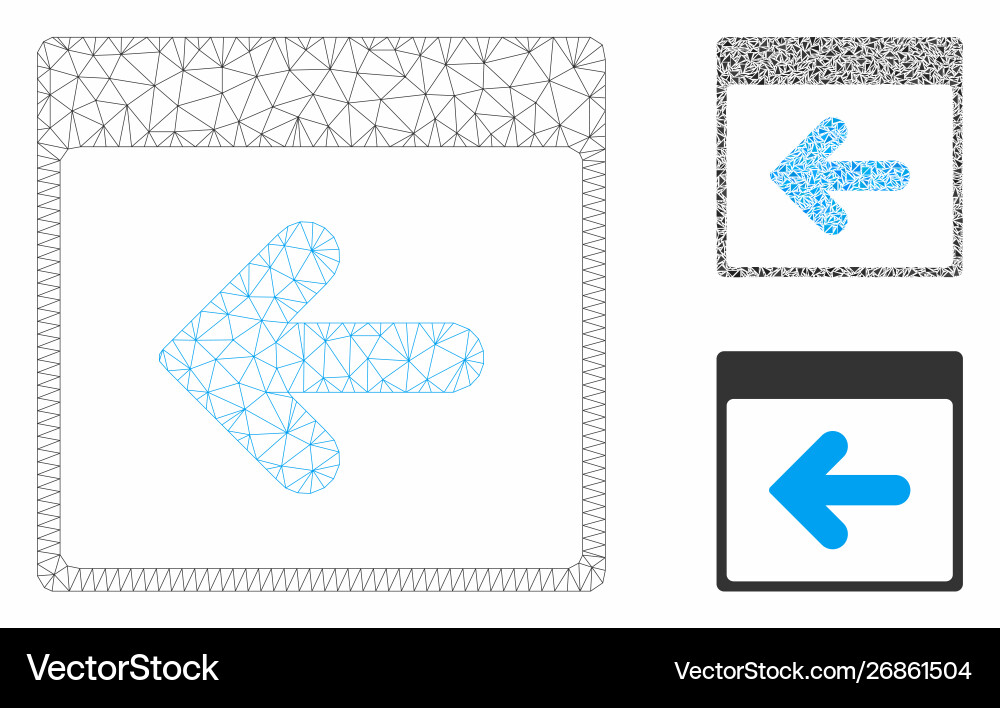 Previous calendar day mesh 2d model Previous calendar day mesh 2d model vector image