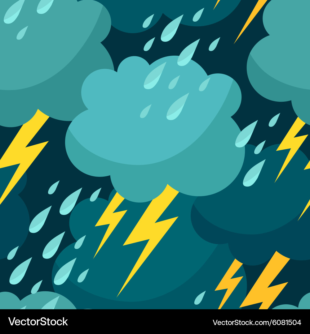Seamless pattern with clouds raindrops vector image