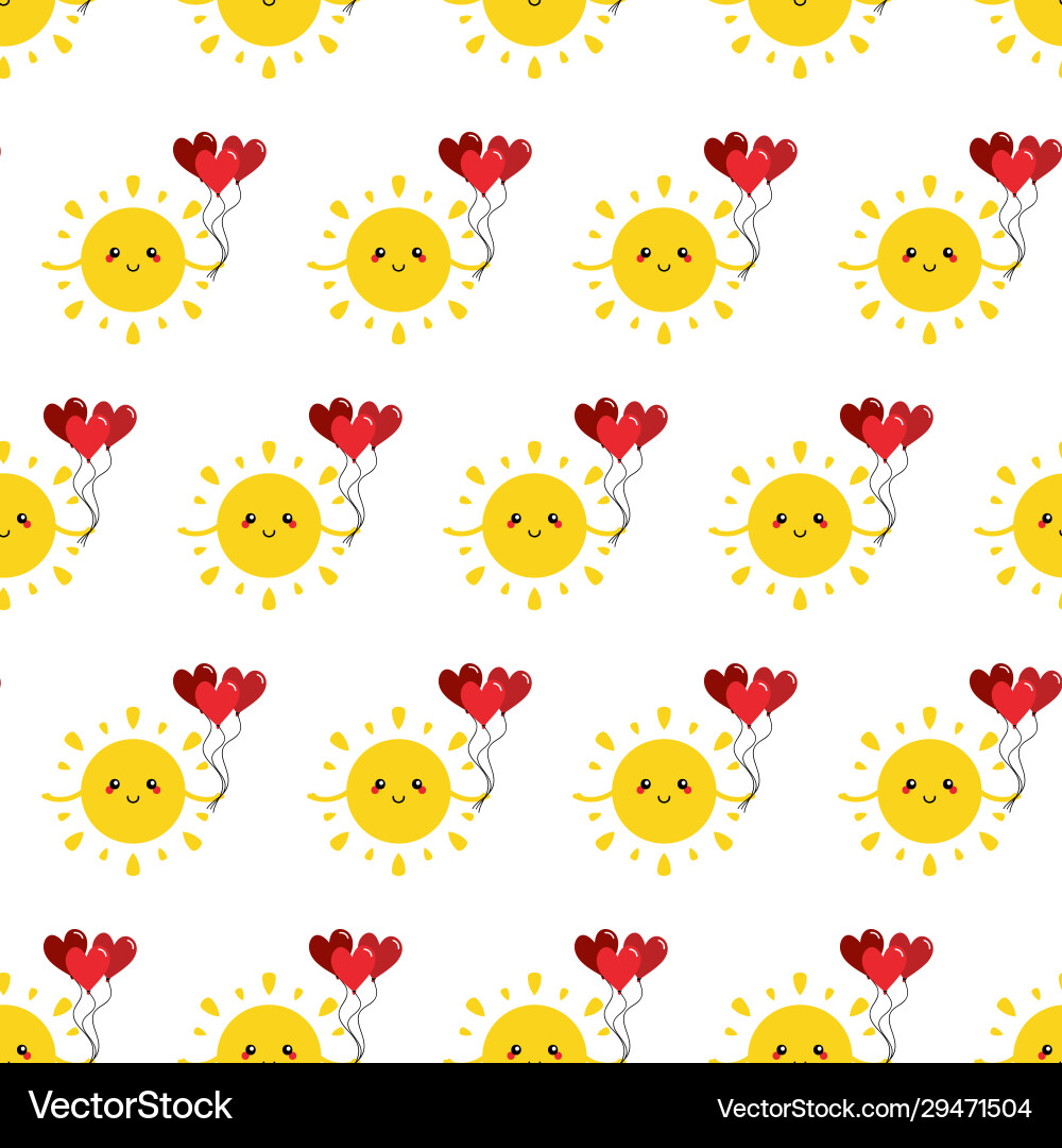 Seamless pattern with sun character Seamless pattern with sun character Vector Image