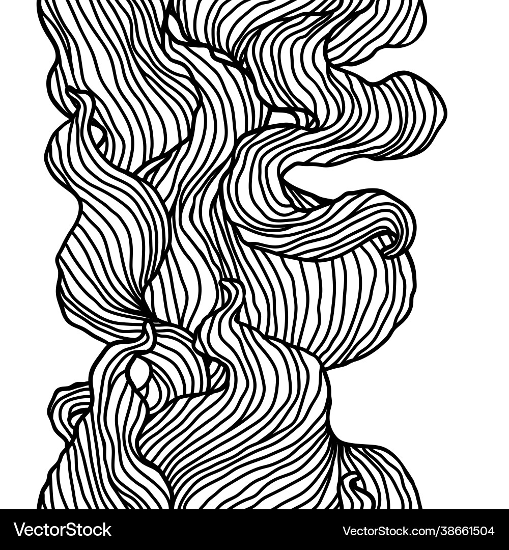 Seamless pattern with wave line curls monochrome Seamless pattern with wave line curls monochrome vector image