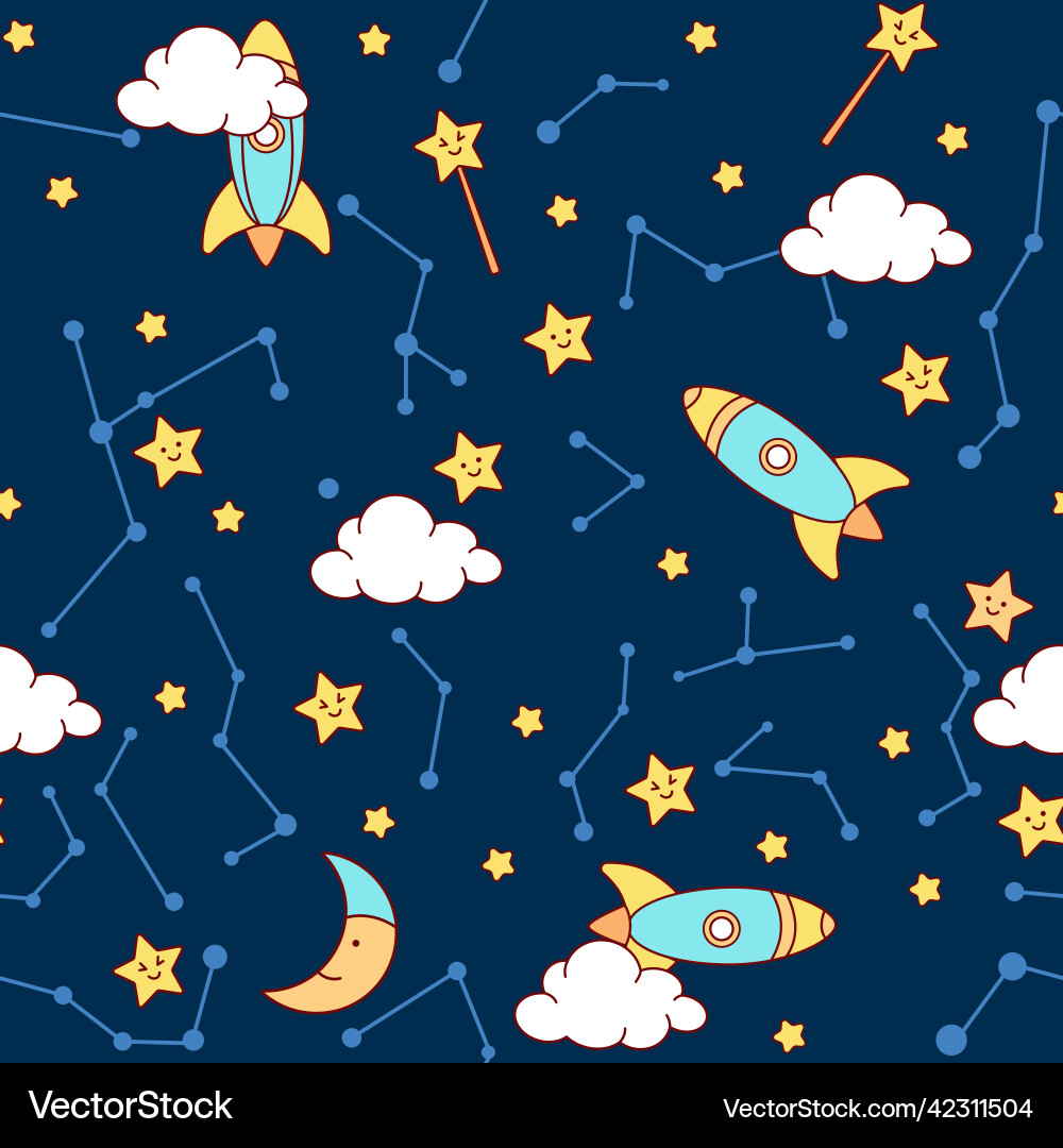 Seamless space pattern Seamless space pattern vector image