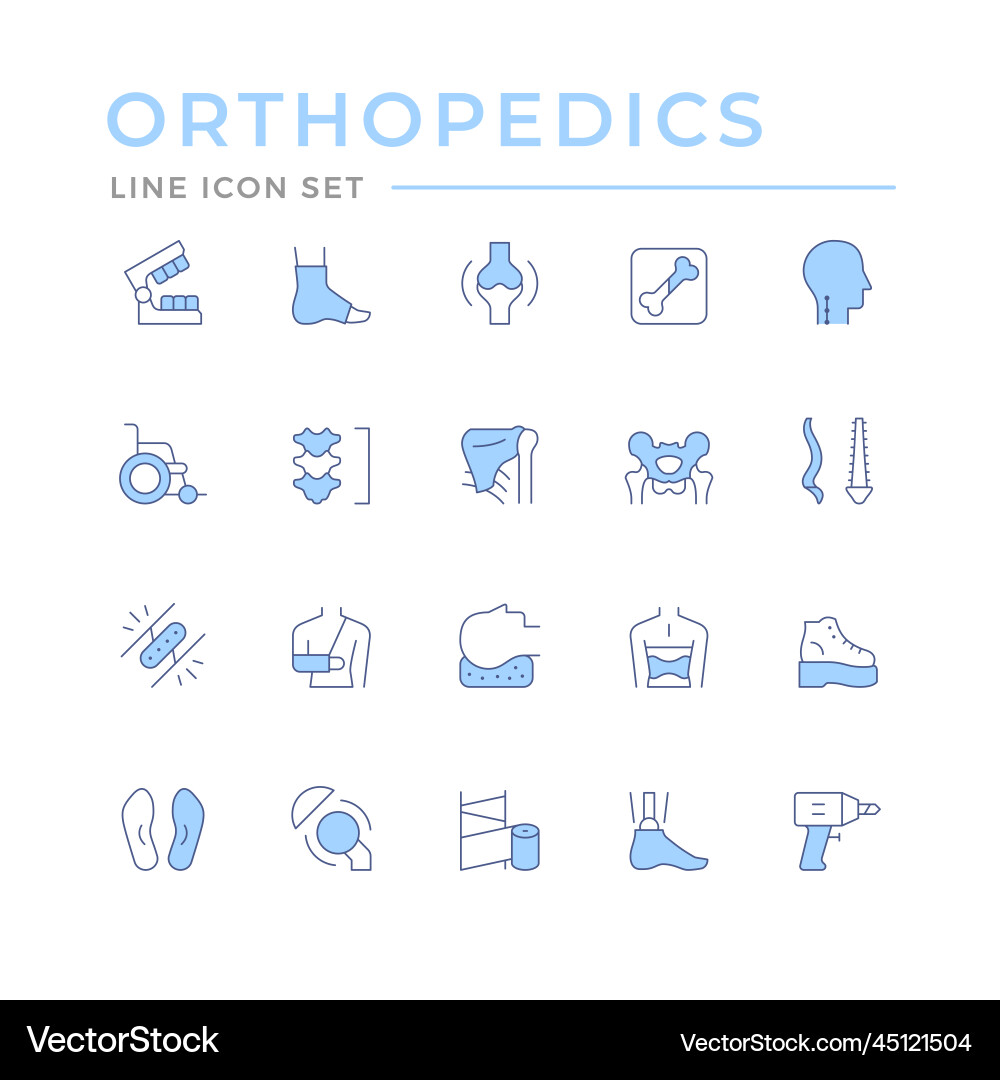 Set color line icons of orthopedics Set color line icons of orthopedics vector image