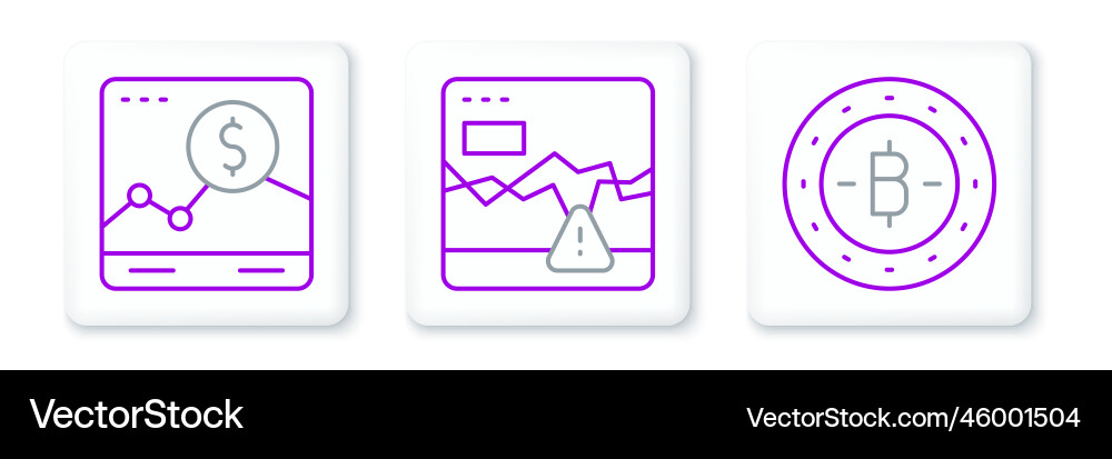 Set line bitcoin website with growth graph Set line bitcoin website with growth graph vector image
