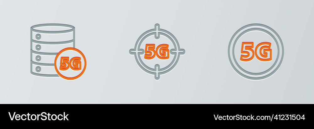 Set line globe 5g sim card server network Set line globe 5g sim card server network vector image