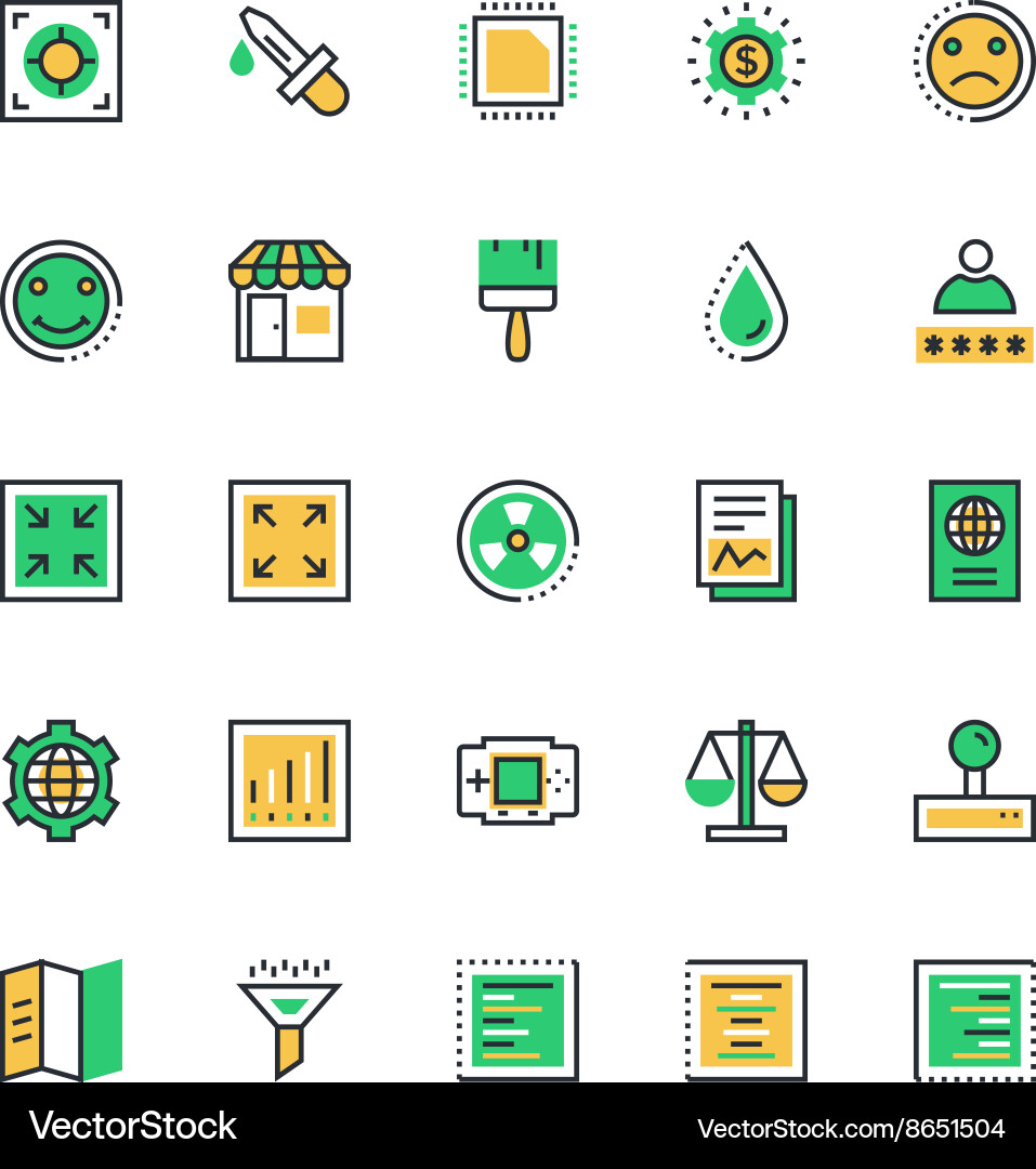 User interface and web colored icons 11 Vector Image