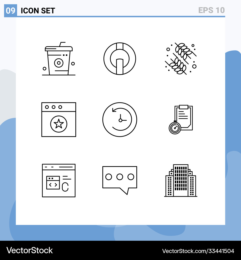 User interface pack 9 basic outlines clock vector image