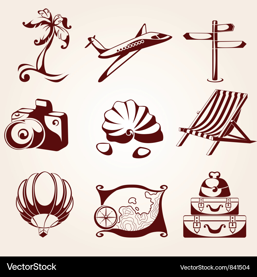 Vintage Travel Icons Vector Image