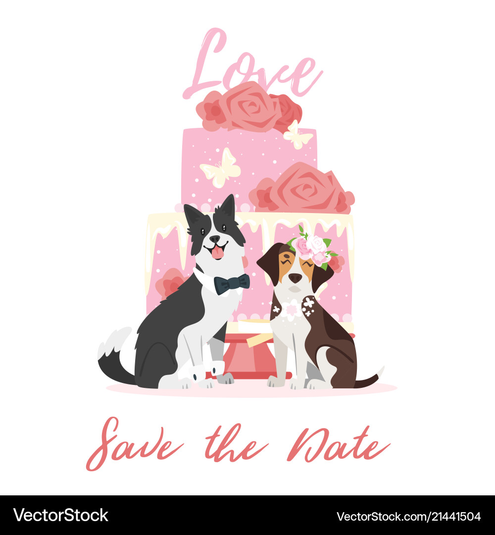 Wedding day with dog – Royalty-Free Vector | VectorStock, image size:1000x1080