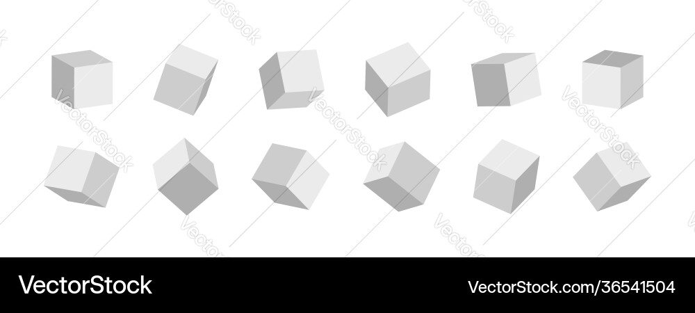 White Cubic Blocks - 3D Square Box vector image