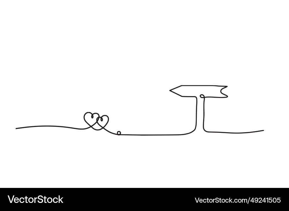 Abstract hearts with direction as continuous line Vector Image