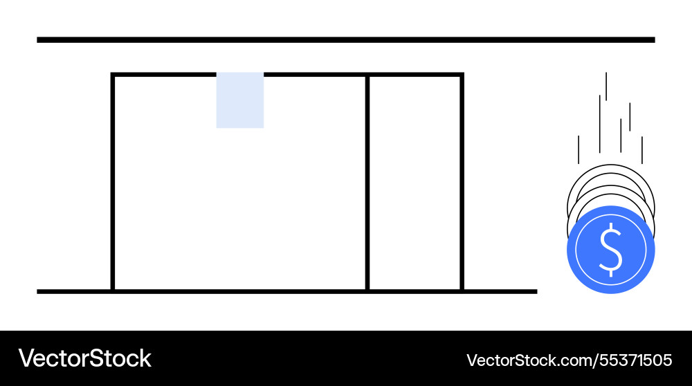 Automatic sliding door system with falling coins Automatic sliding door system with falling coins vector image