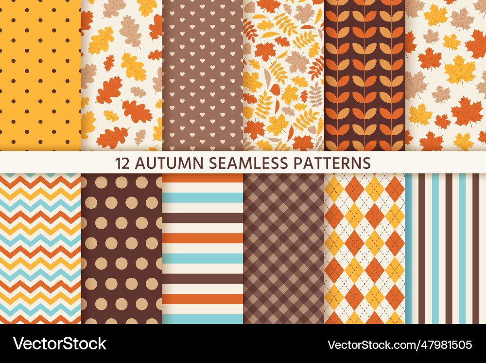 Autumn seamless pattern background with fall Vector Image