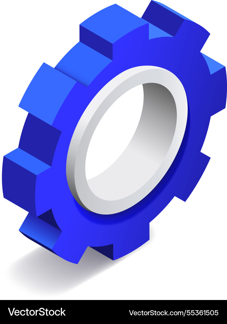 Blue gear rotating and working smoothly a symbol Blue gear rotating and working smoothly a symbol Vector Image