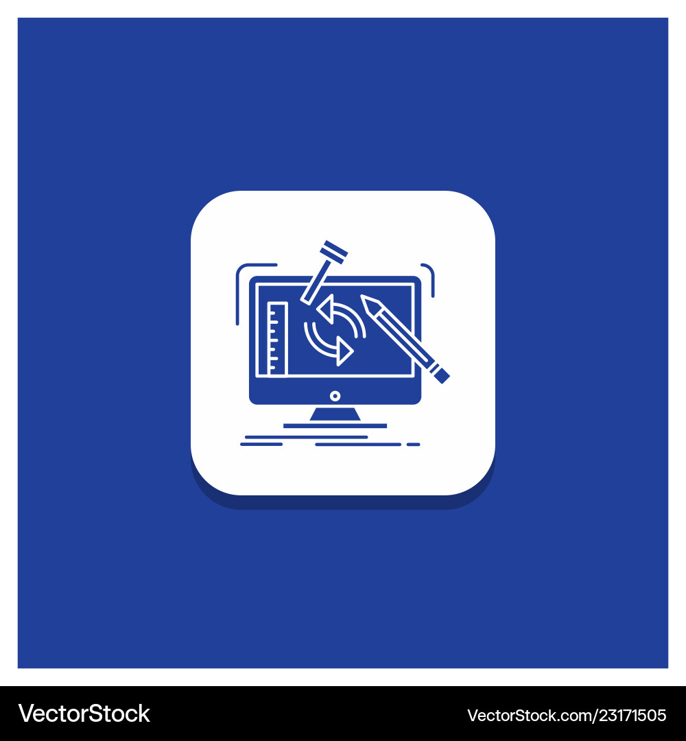 Blue round button for engineering project tools Blue round button for engineering project tools vector image